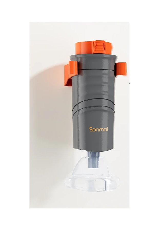 AirGuard suction device with mask and wall holder from the supplied product images